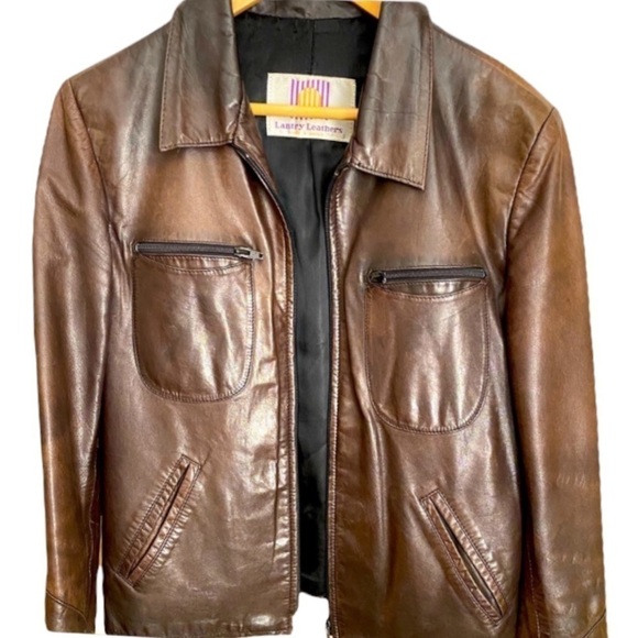 ⌛️Vintage Leather jacket, distressed dark brownw - Picture 2 of 11